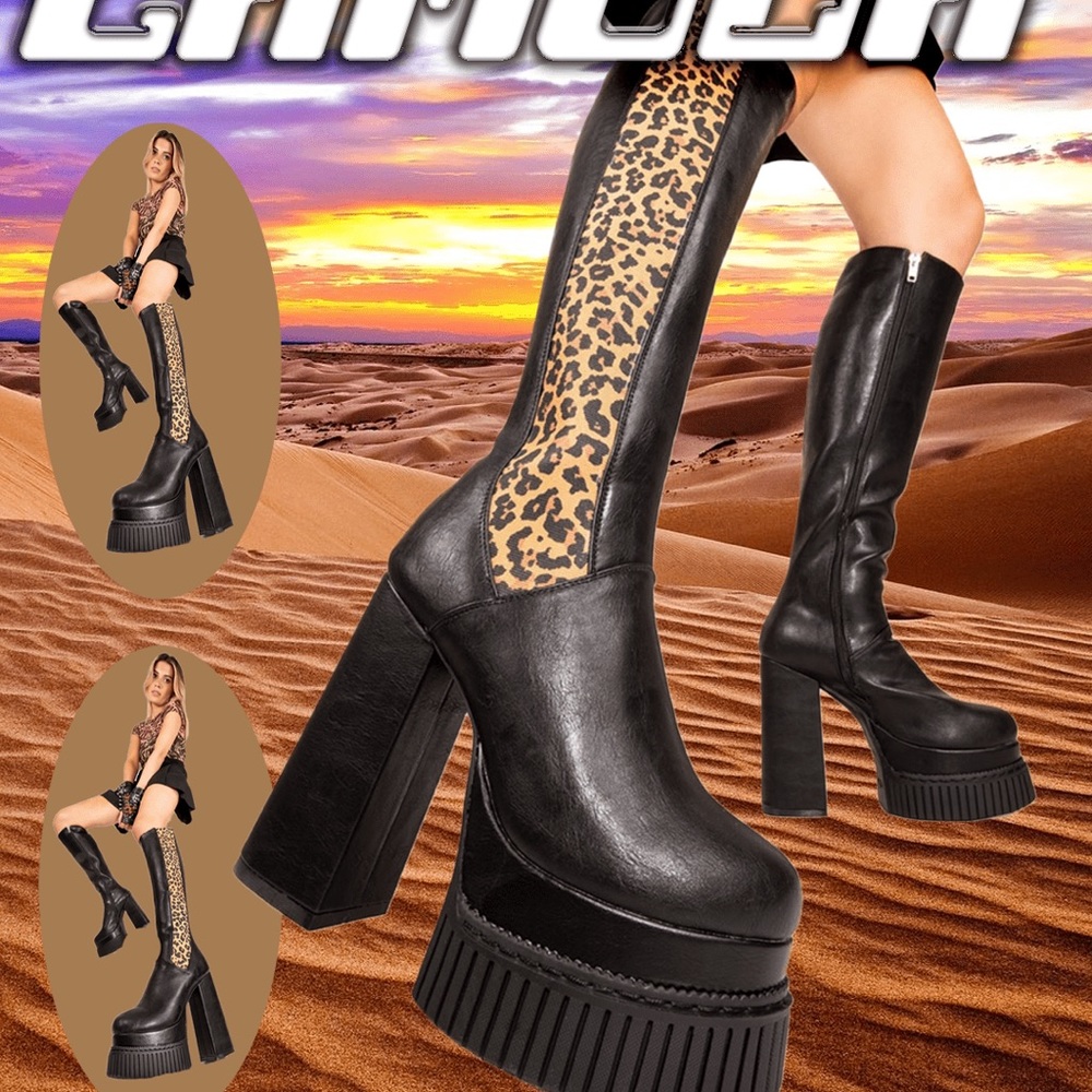 lamoda leopard platform boots